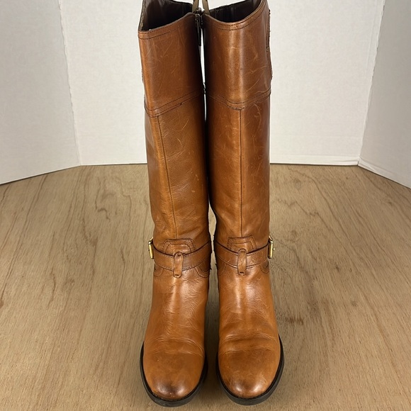 Vince Camuto VC-Phillie Distressed Tall Riding Boot Women’s Size 6M Tan Leather - Picture 2 of 11